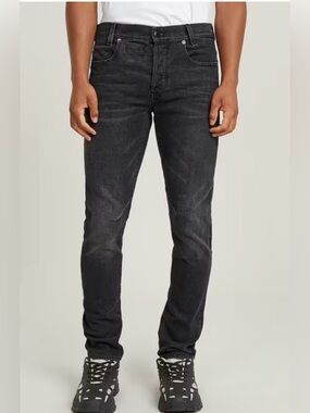 G-Star RAW Mens D-Staq 5-Pkt Slim Black Jeans Size 32x30 Button Fly